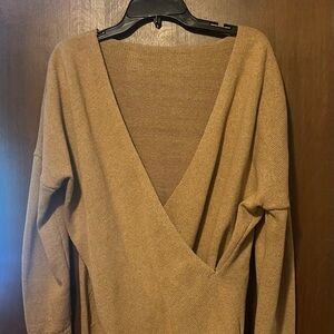 Women's Tan Wrap Sweater